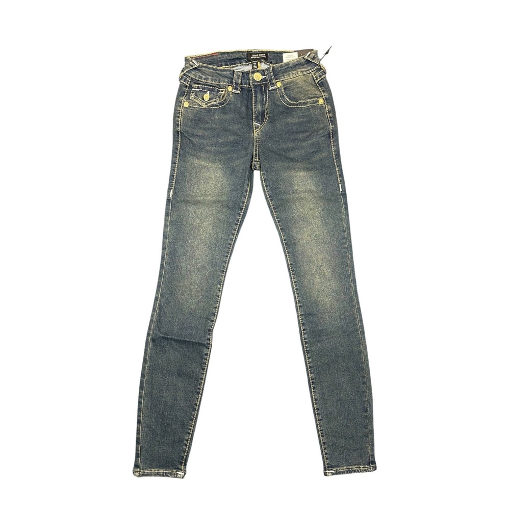 True Religion‎ Jennie Big T Mid Rise Super Skinny Jeans Dark Smoky Wash W24